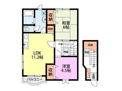 シャンド・フルールC(2LDK/2階)の間取り写真