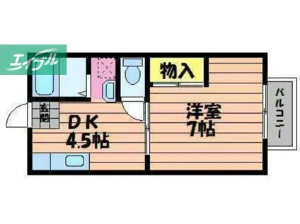 グリーンヒルズF棟(1DK/2階)の間取り写真