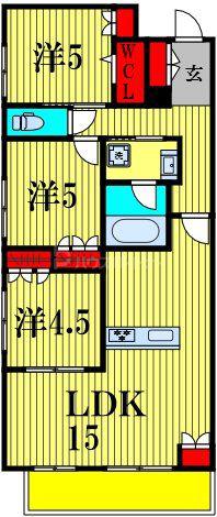 シャルマンおおたかの森(3LDK/2階)の間取り写真