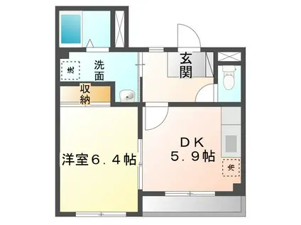 グリーンマルツ(1DK/1階)の間取り写真