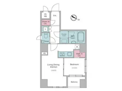 レジディア神田(1LDK/8階)の間取り写真