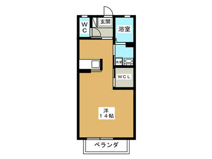 エスポワール下奈良(ワンルーム/1階)の間取り写真