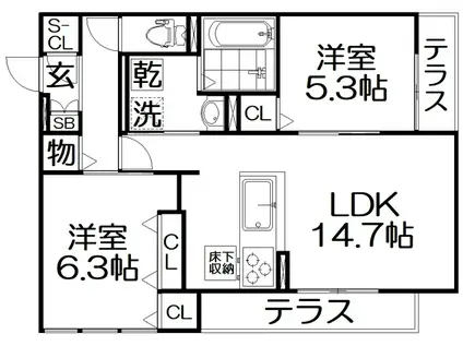 フィエルテ(2LDK/1階)の間取り写真