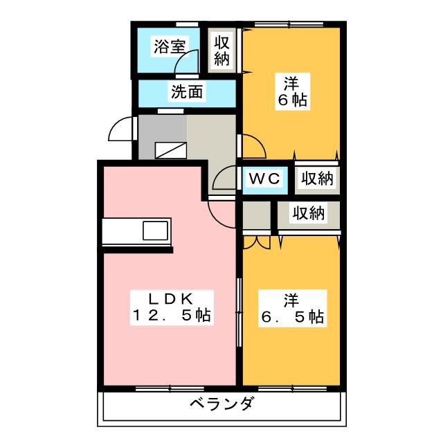 アムール高田(2LDK/3階)の間取り写真
