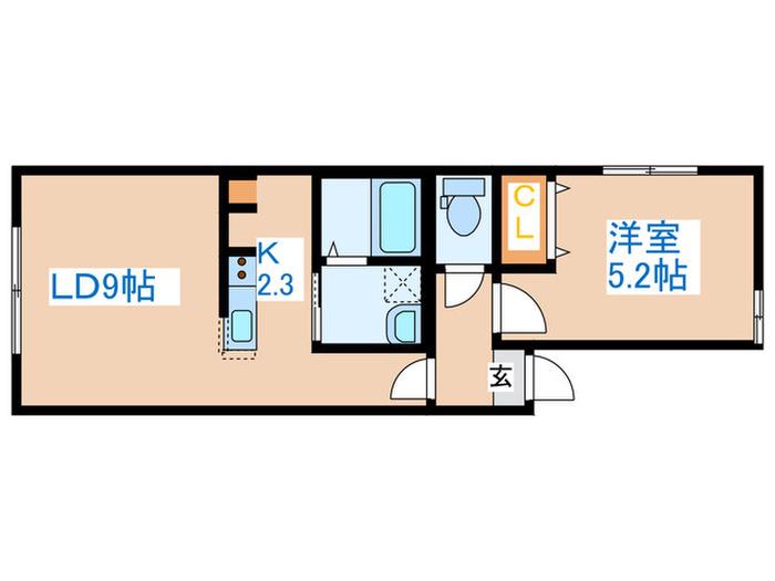 カサトレス西町(1LDK/2階)の間取り写真