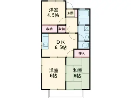 ウィングコート向山B(3DK/2階)の間取り写真