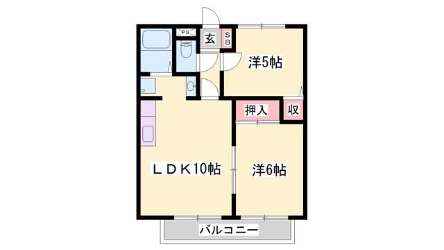 サンライフ新町(2LDK/2階)の間取り写真