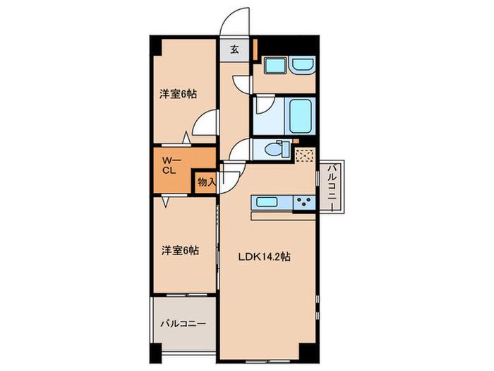 CASA DI STELLA(2LDK/5階)の間取り写真