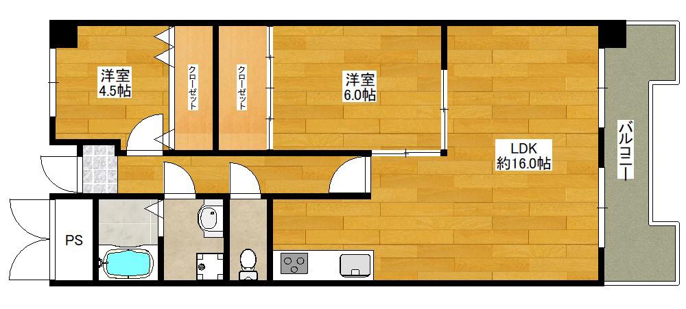 ハイツ吉祥(2LDK/7階)の間取り写真
