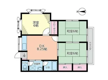 緑区霧が丘6丁目アパート(3DK/2階)の間取り写真