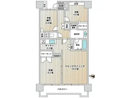 セブンナルケマンション(2SLDK/11階)の間取り写真