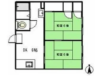 コーポピュルテ(2DK/1階)の間取り写真