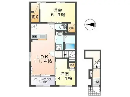 LIGHT SNOW(2LDK/2階)の間取り写真