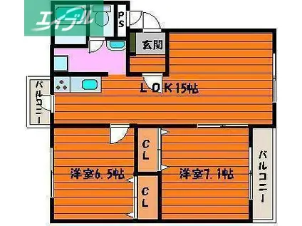メゾンクレール(2LDK/3階)の間取り写真