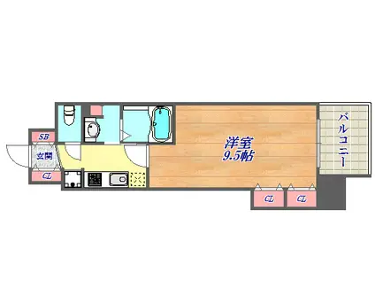 アルファレガロ神戸ウエスト(1K/9階)の間取り写真