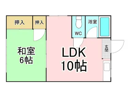 篠崎ハイツ(1LDK/2階)の間取り写真