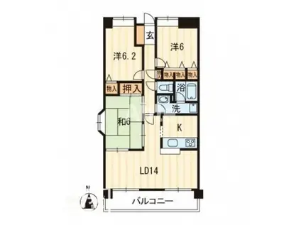 クレールII(3LDK/2階)の間取り写真