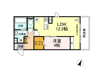 アルバルーチェ黒髪(1LDK/1階)の間取り写真