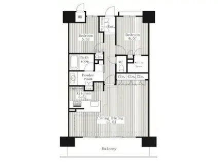 プレサンスロジェ池尻大橋(2LDK/8階)の間取り写真