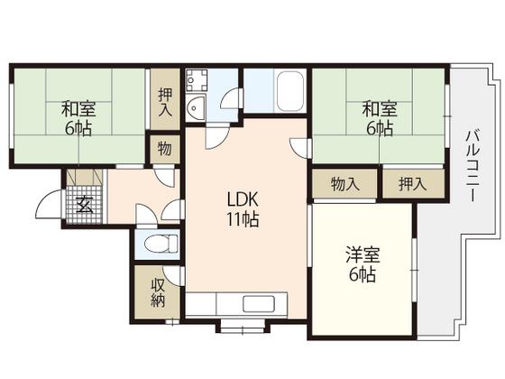 カネオハイツ(3LDK/2階)の間取り写真