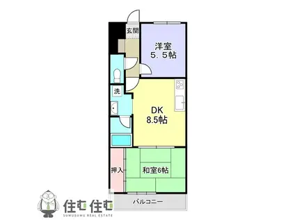 ファミール朝日(2DK/6階)の間取り写真