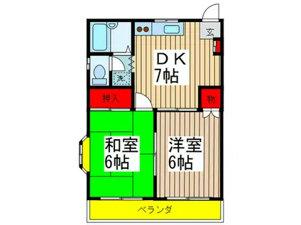 メゾン・ド・ティアラ(2DK/2階)の間取り写真