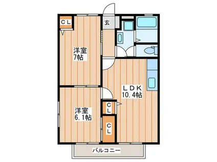 グランシャリオ(2LDK/2階)の間取り写真
