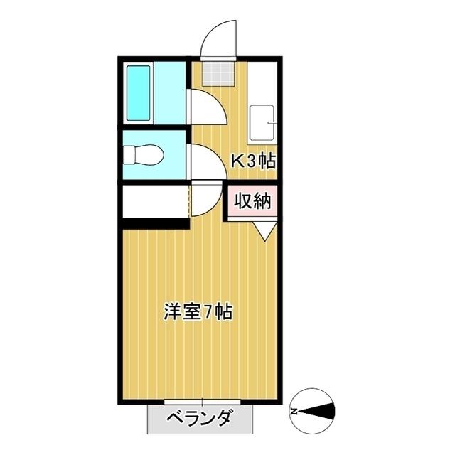 シャトレー2(1K/2階)の間取り写真