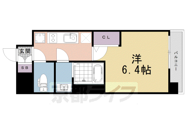 ＪＲ東海道本線 西大路駅 徒歩10分 10階建 築1年(1K/7階)の間取り写真