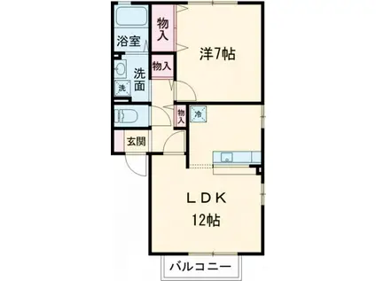 サニーウッドA(1LDK/2階)の間取り写真