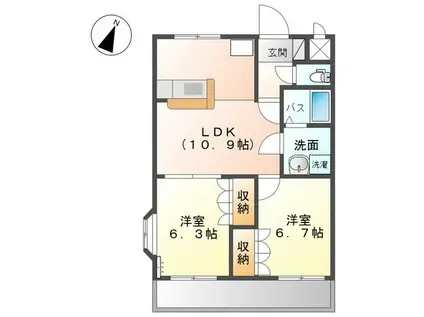 ノーブル(2LDK/1階)の間取り写真