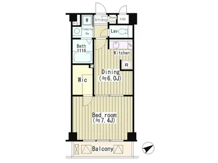 ラソラーナ(1DK/4階)の間取り写真