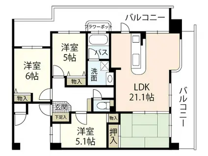 フローレンス己斐本町リバーサイド(4LDK/11階)の間取り写真