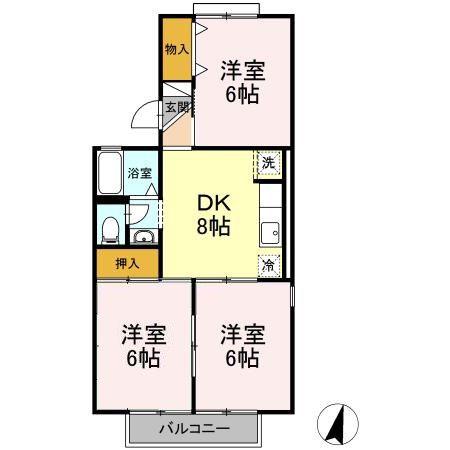 コーポ池まち花やしき(3DK/1階)の間取り写真