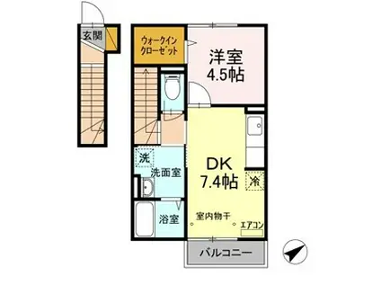 ソーヤエイトクファーム(1DK/2階)の間取り写真