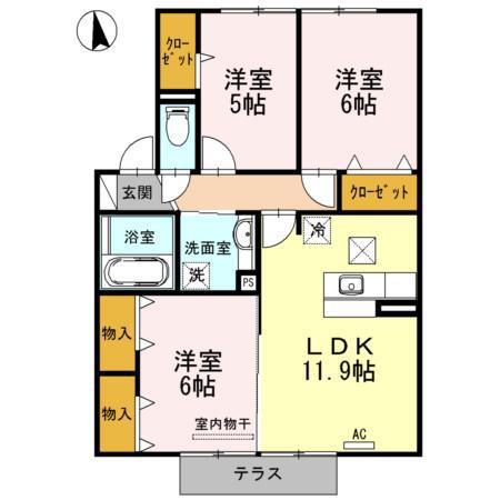チャルルK(3LDK/2階)の間取り写真