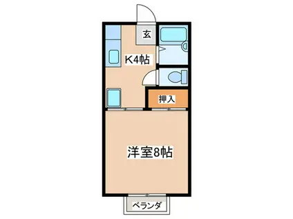 マキハウス(1K/2階)の間取り写真