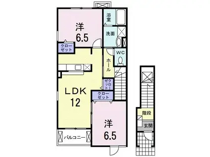 ラフレシールB(2LDK/2階)の間取り写真