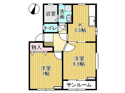 サン・フルール(2K/2階)の間取り写真