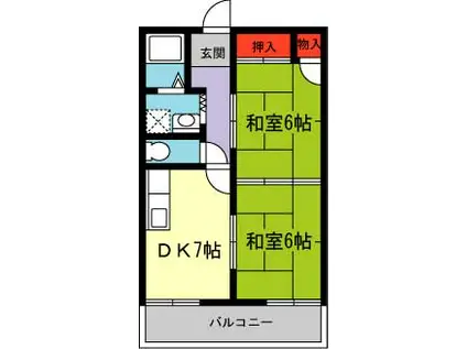 コーポ鼓が滝AB(2DK/2階)の間取り写真