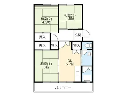 UR 泉南一丘団地 58棟(3DK/3階)の間取り写真