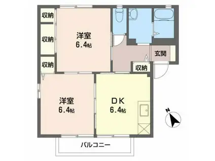 ハイツシービーII(2DK/2階)の間取り写真