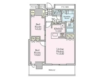 THE TOWER JUJO(2LDK/28階)の間取り写真