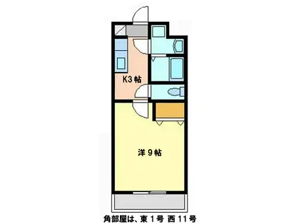 アイフォレスト(1K/3階)の間取り写真