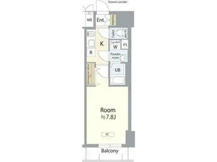 エスリード金山リュクス(1K/8階)の間取り写真