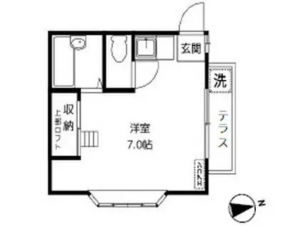 レインボーハイツ(ワンルーム/1階)の間取り写真