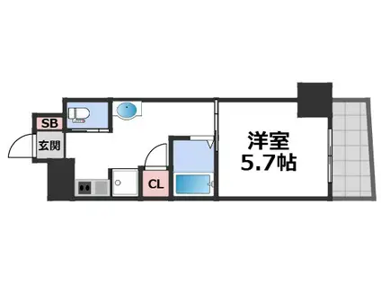 シャトー・デ・シリウス(1K/11階)の間取り写真