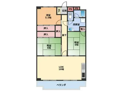 OS・SKYフレックス藤が丘(3LDK/6階)の間取り写真