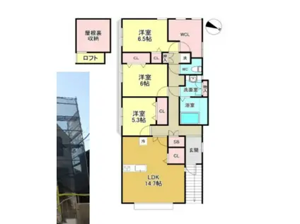 浜田山戸建(4LDK/2階)の間取り写真