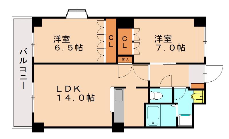 OCEAN VIEW202(2LDK/4階)の間取り写真